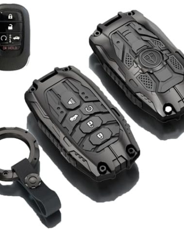 Happtoy Heavy Metal Key fob Cover for Honda with Keychain, Key fob Case Protection for Honda 2022 2023 2024 Civic Accord HR-V Pilot CR-V,5 Buttons Key Fob Shell (B Model)