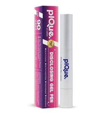 PLQUE Disclosing Gel Pen (90 Uses) - Tooth Plaque Detector for Better Brushing, Purple Stain Formula Reveals Invisible Cavity Causing Plaque, Kids and Adults Oral Care Tool, Pediatric Dentist Design