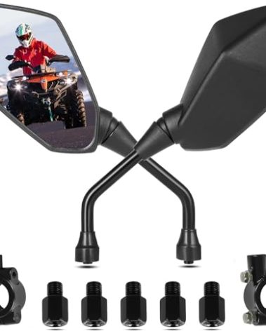 DeYeShiKi ATV Mirrors Motorcycle Mirrors,360 Degrees Ball-Type Adjustment,7/8" Handlebar Mount,8MM 10MM Threaded Bolt Compatible with Motorcycle Scooter Moped Polaris Sportsman Dirt Bike