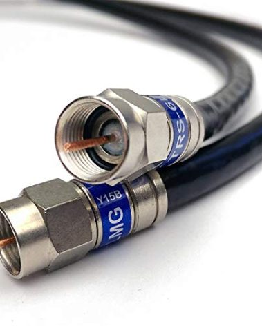 25ft Quad Shield Solid Copper 3GHZ RG-6 Coaxial Cable 75 Ohm (DIRECTV Satellite TV or Broadband Internet) Anti Corrosion Brass Connector RG6 Fittings Assembled in USA by PHAT SATELLITE INTL