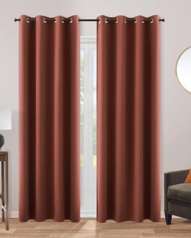 KOUFALL Terracotta Boho Curtains Blackout for Bedroom,Vintage Cozy Farmhouse Rustic Blackout Fall Rust Color Earthy Western Curtains for Living Room 84 Inches Long 2 Panels Set