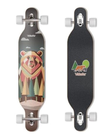 VOLADOR Urban Freeride Pro Longboard| Adaptive Cruiser 42inch| North America Maple| Camber Concave Drop Through Longboard Complete| Setup for Urban Commuting (Bear)