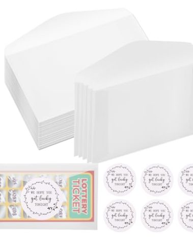 100 Sets Get Lucky Tonight Wedding Lottery Ticket Holders with Stickers Mini Lotto Lottery Ticket Holder Clear Glassine Envelopes for Wedding Favors Scratch Off Tissue Scratcher Guest Welcome Bags
