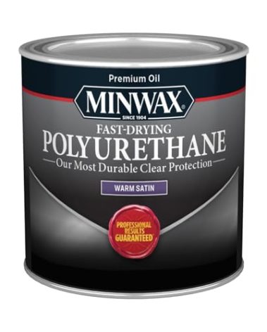 Minwax 1/2 pt 23010 Clear Fast-Drying Oil-Based Polyurethane, Warm Satin
