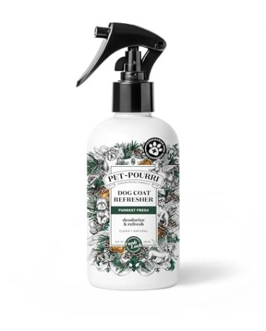 Poo-Pourri Furrest Fresh Dog Deodorizing Spray, 8 Fl Oz Grooming Perfume for Dog Coat, Pet Odor Neutralizer with Essential Oils, Vet Recommended, Paraben & Sulfate-Free Fir, Amber, & Cedarwood Scent