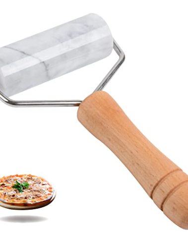 Tianman Small Marble Rolling Pin Pizza Roller, Marble Dough Roller Non-Stick T-Type, For Cake Baking Tortilla Fudge Pizza Cookies and Other Kitchen Baking Cooking (Type 2 White).