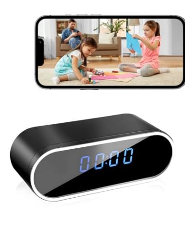 NJINALW Smart Clock Camera, WiFi HD 1080P Wireless Mini Camera with Night Vision, Motion Detection, and Remote Viewing, Nanny Cam for Baby/Elder/Pet Care, Home Indoor Security