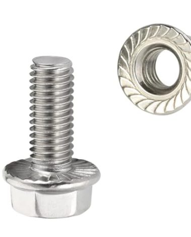 M6-1.0 x 10mm Flanged Hex Head Bolts Hexagon Screws with Serrated Flange Nuts, Fully Threaded, Stainless Steel 304, 20 Sets