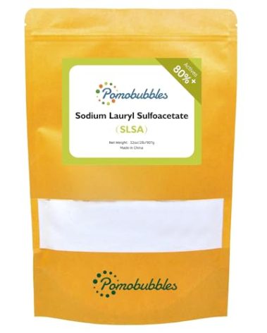 Pomobubbles 2 Pound SLSA Sodium Lauryl Sulfoacetate Powder Long Lasting Foam & Bubbles, Gentle on Skin, Bath Bomb Additive, Surfactant & Latherer, Suitable for Making Bath Bombs