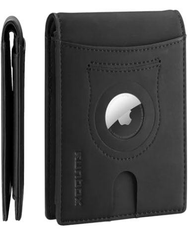RUNBOX AirTag-Wallet-Mens-Slim-RFID Blocking Wallets Leather with Bill Compartment Air Tag Bifold Card Holder Wallet Gifts for Men Dad