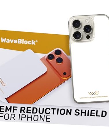 WAVEBLOCK EMF Blocker for Cell Phone - Made for iPhone 16/16 PRO - The Only Patented, Real Scientifically Backed, Lab-Tested 5G-Shield Sticker to Protect You & Your Loved Ones - USA Made White