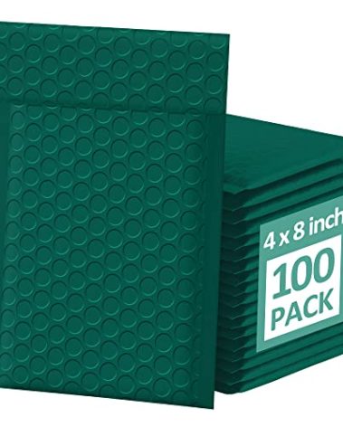Famagic Bubble Mailers - 4x8 Inch 100pc Ultramarine Green Shipping Bags, Chic Packaging Bags For Small Business, Colored Padded Mailing Envelopes, Opaque Matte Self Seal Bubble Poly Mailers Bulk #000
