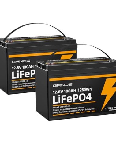 12V 100Ah LiFePO4 Battery Group 31 With Built-in 100A BMS (2 Pack), 1280Wh Lithium Battery with 15000 Deep Cycles, Prefect for Solar System, Rvs, Marine, Vans, Trailer, Backup