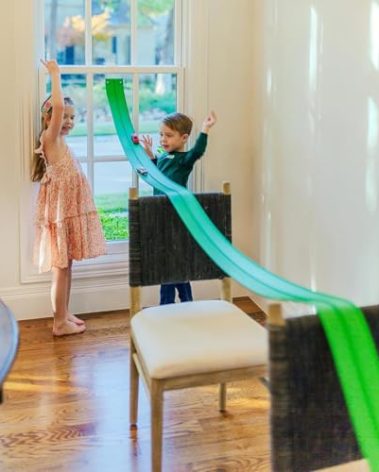 Valchemist FlexTrack 5000 Flexible Race Car Track for Kids Toy with Suction Cups Compatible with Hot Wheels and Diecast 1/64th Cars and More 15 Feet Long Rolls Up Portable Racetrack (Electric Green)