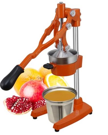 Gowintech 19 Inch Height Extra Tall Commercial Heavy Duty Cast Iron Hand Press Manual Orange Citrus Lemon Lime Grapefruit Pomegranate Fruit Juice Squeezer Machine with Stainless Steel Cup