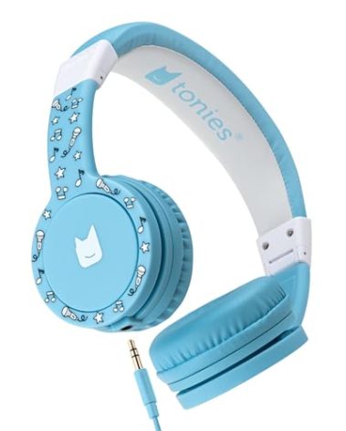 Tonies Foldable Wired Headphones for Kids - Comfortably Designed to fit On-Ear - Works with Toniebox 1 and All 3.5mm Devices - Light Blue