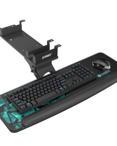EUREKA ERGONOMIC Height Adjustable Mouse & Keyboard Tray Under Desk, 28x10'' Large Slide Out Swivel Tilt Computer Keyboard Drawer with Mouse Pad for Gaming Home Office Desk, Dual Mount
