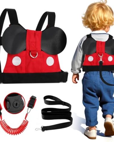 Lehoo Castle Toddler Leash for Walking, Baby Leashes for Toddlers Boys, Kid Harness with Leash, Child Safety Leash Anti Lost Wrist Link (Mickey)