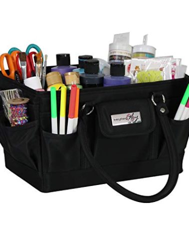 Everything Mary Deluxe Store & Tote Organizer – Black Craft Caddy with Handle – Collapsible Bag for Sewing, Scrapbooking, Art Supplies & DIY Project Organization