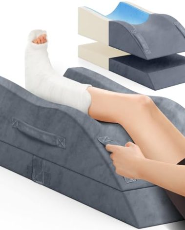 TranquilRelax Leg Elevation Pillows, Wedge Pillow for After Surgery, Memory Foam Leg Support Adjustable, Comfort Care for Back Knee Hip Ankles Pain, Knee Pillow for Sleeping Blood Circulation Grey