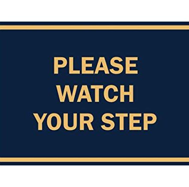 Signs ByLITA Classic Framed Please Watch Your Step Sign (Navy Blue/Gold) - Small