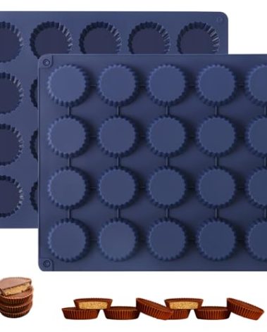 Peanut Butter Cup Molds, King-Size Chocolate Molds, Silicone Mold for Keto Fat Bomb, Jelly, Ice and Cordial, 2 PCS (Blue, King-Size)
