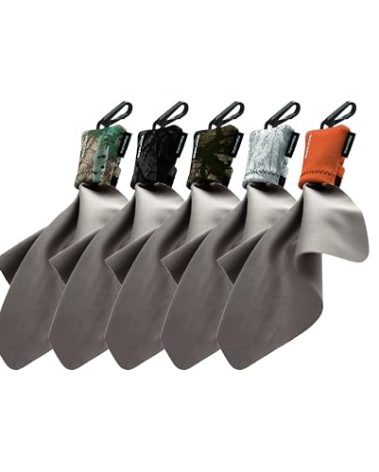 SPUDZ Ultra Variety Pack | Five 6" x 6" Microfiber Towels w/Neoprene Pouches | Premium Microfiber Cleaning Cloths for Laptops, Lenses, Cameras, Screens, and More | 5 Color Variety Pack (Outdoor)