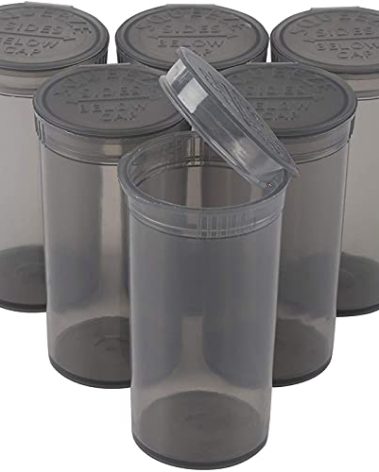 Juvale Empty Pill Bottles with Caps - Easy Pop-Top Vials - Compact Travel Pill Containers - Bulk Medication Bottles - 50 Count (Pack of 1), Black, 13 Dram