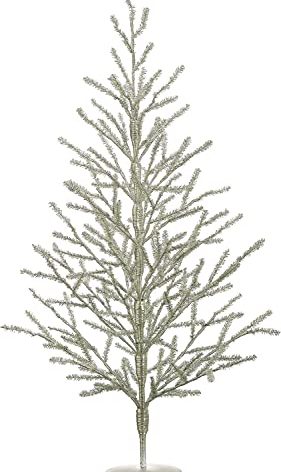 40 Inch Tinsel Christ mas Tree Antique Silver - 3.33 Foot Tinsel Pine Tree
