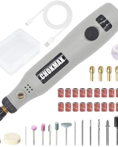 CHOKMAX Cordless Rotary Tool, 3.7V Li-ion Mini Rotary Multi-Tool Kit with Variable Speed, 42pcs Accessories Kit Electric Rotary DIY Grinder for Polishing, Cleaning and Engraving