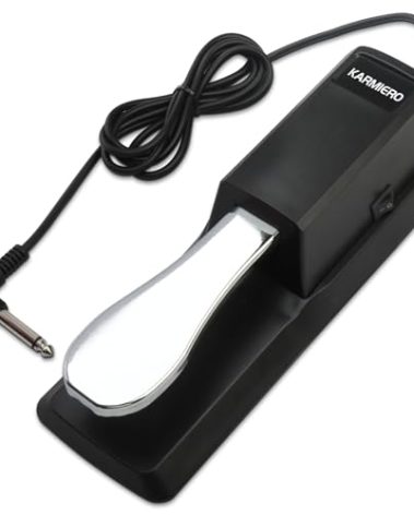 Sustain Pedal for Keyboard Universal, Premium Sustain Pedal, Piano Pedal for Keyboard with Polarity Switch for MIDI Keyboards, Digital Pianos, Yamaha, Casio and More, 1/4'' Input Plug by karmiero