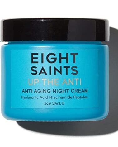 Eight Saints Skin Care Up the Anti Night Cream Face Moisturizer to Reduce Fine Lines and Wrinkles, Natural and Organic Anti Aging Cream For Face & Neck with Niacinamide and Hyaluronic Acid, 2 Ounces