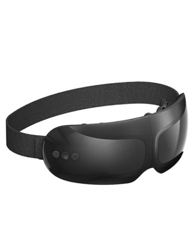 Isfuro Eye Massager with Heat and Vibration for Migraines - Heated Mask for Sinus Relief and Eye Strain Reduction - Black