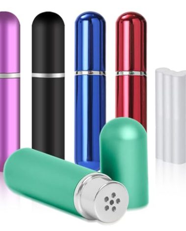 NIIIYTYB 5Pcs Essential Oil Inhaler Tubes Empty Aromatherapy Nasal Inhalers with 10 Refillable Wicks Stainless Steel Personal Aroma Diffuser Empty Oils Tube for Portable Inhalers for Essential Oils