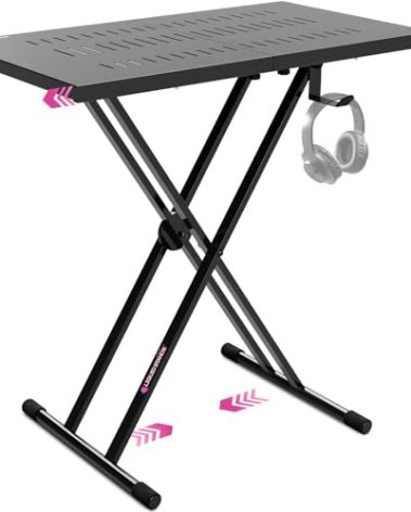 Liquid Stands Expandable DJ Table Stand Portable Audio Mixer Stand - DJ Stand for Laptop & Controller - Midi Keyboard Stand & Synth Stand - DJ Booth Portable X Style Keyboard Stand & Tabletop DJ Desk