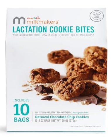 Munchkin Milkmakers Lactation Cookie Bites, Oatmeal Chocolate Chip, 10 Ct