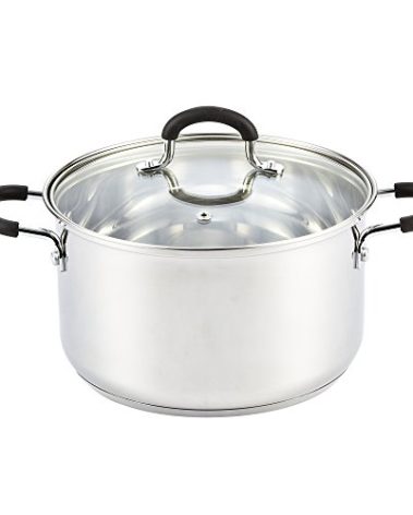 Cook N Home Stockpot Sauce Pot Casserole Pan Saucier Induction Pot With Lid Professional Stainless Steel 5 Quart, Dishwasher Safe With Stay-Cool Handles, Silver