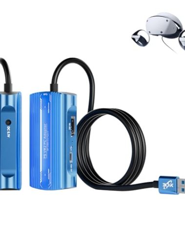 PSVR2 PC Adapter, PSVR 2 PC Accessories Kit Compatible with PlayStation VR2, AR Glasses, Portable Monitor, Includes DP 1.4 Cable and Power Adapter (Blue)