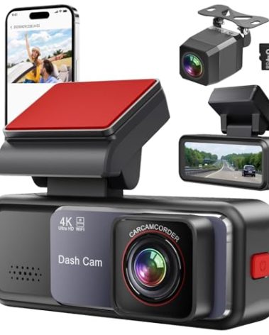 Dash Cam, 4K+2K Full HD Dash Cam Front and Rear, Dash Camera for Cars with Built-in 5GWiFi, 3.2” IPS Screen Dashcam, with 64GB Card, Night Vision, Loop Recording, G-Sensor, Parking Mode