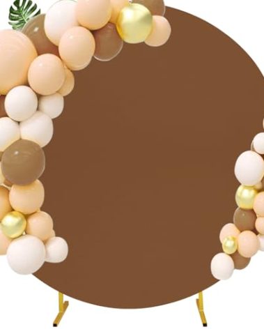 7.2FT Round Wedding Arch Cover for 7.2FT Circle Arch Stand, Thick Polyester Fabric Adjustable Circle Arch Backdrop Cover for Wedding Birthday Party Baby Shower Photography Decoration (Brown)