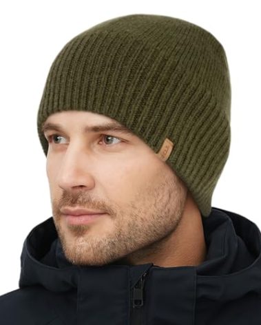 TOP-EX PolarWool™ Merino Wool Beanie Polartec® Fleece Lined L/XL/XXL Unisex Warm Winter Knit Hat Watch Cap (US, Alpha, X-Large, XX-Large, Olive(Ranger))