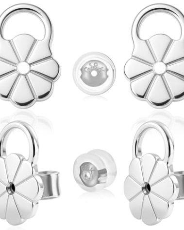 Earring Backs Replacements for Droopy Ears, Heavy Earrings Lifters, Locking Ear Support for Sensetive Skin, 6 Pairs