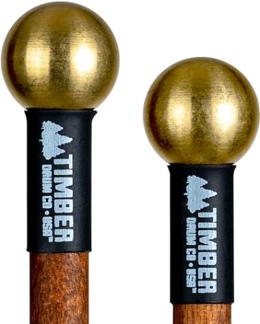 Timber Drum Co. Percussion Mallets — MADE IN U.S.A. — Sticks for Orchestral Bells, Bell Tree, Crotales — Solid Brass, 15.25"