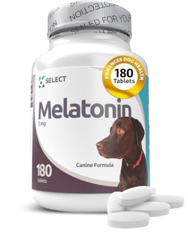 K9 Select Melatonin for Dogs - Calming Aid Tasty Dog Supplement - Helps Overall Health with Quiet Moments and Composure - Reduce Stress Calming Treats for Large Dogs - 5 mg, 180 Tablets