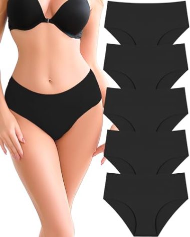 UNDER THE SEA Seamless Underwear for Women Mid Rise Brief Sexy No Show Bikini Panties Womens Cheeky 5 Pack XS-2XL