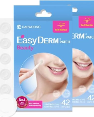 EasyDerm Beauty Patch(84 Counts) - 100% Hydrocolloid Pimple Patch for Zit Spot Care, K-beauty, Daewoong Pharmaceutical, Korean Acne Patches Stocking Stuffer Holiday Gift