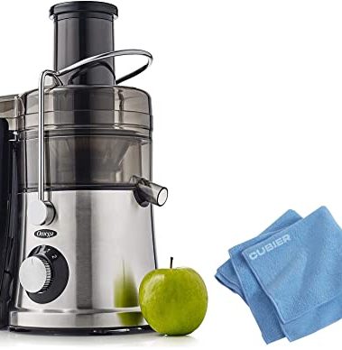 Omega C2100S High Juicer Machine with Extra Large Three-Inch Chute Extracts Juice from Whole Foods + Cubier Microfiber Cleaning Cloth