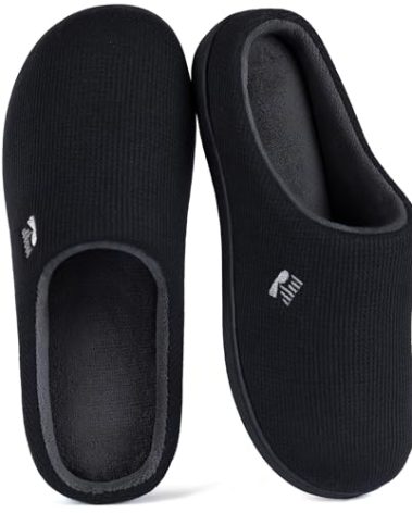RockDove Women's Original Two-Tone Memory Foam Slipper, Size 5-6 US Women, Black/Grey