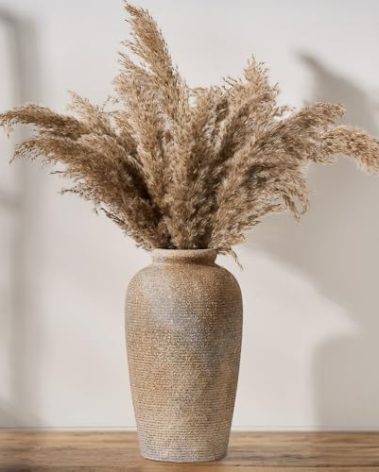 Vaseking Large Ceramic Rustic Vase, 11 inch Minimalist Decorative Vase, Farmhouse Tall Wood Colored for Home Decor, Living Room, Shelf Decor, Enterway, Table Decoration, Brown