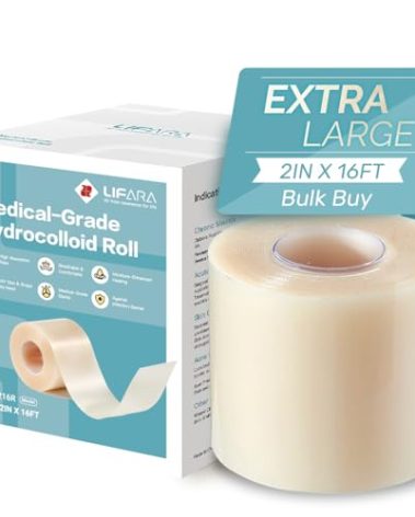 LIFARA Hydrocolloid Roll for Wound Care - Cut-to-Size, Extra Large Hydrocolloid Patch Bandages with Self-Adhesive, Ultra Absorbent, Flexible & Waterproof, First Aid Kit Essential (2in*16ft)